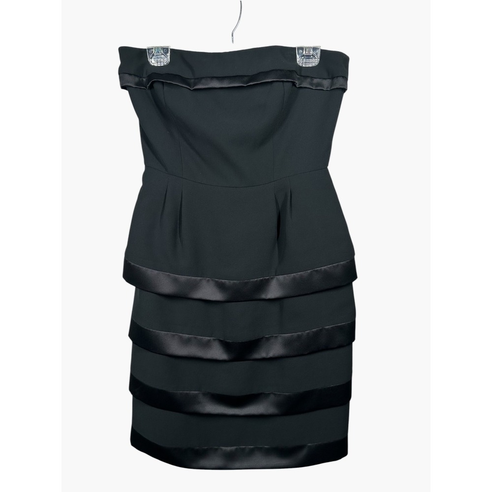 Vintage Liz Claiborne Size 10 Strapless Dress Black Cocktail Tiered 90s Chic